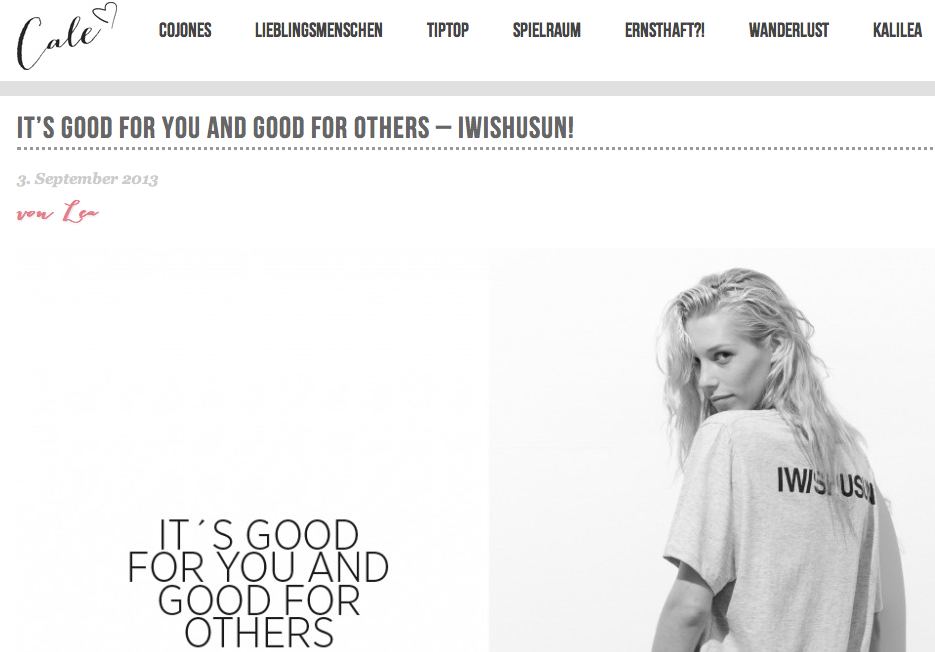 iwishusun cale magazine interview